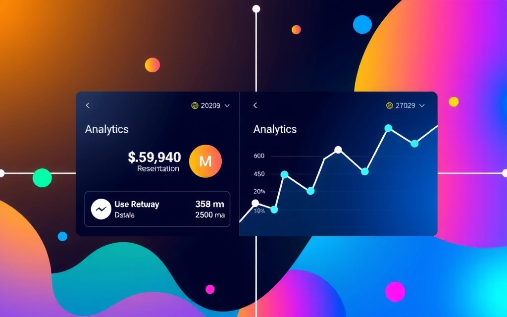 Abstract visualization of website analytics and user experience, with data points and graphs, in a modern digital style