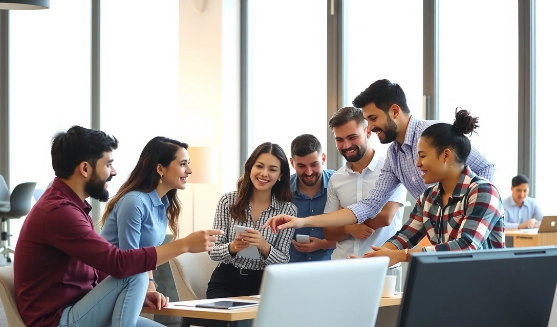 Moderne team i lyst kontormiljø som samarbeider om IT-prosjekter