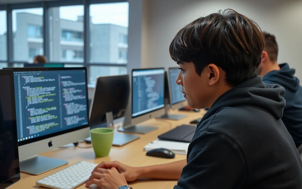 En person som studerer programmeringskode