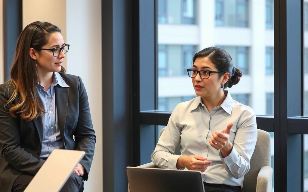 To personer i en karriereveiledningssamtale