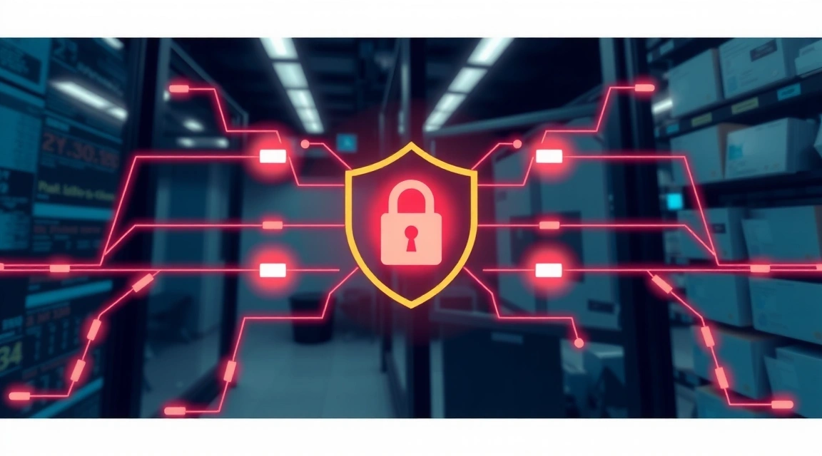 Abstrakt bilde som symboliserer datasikkerhet og personvern med et skjold og lås