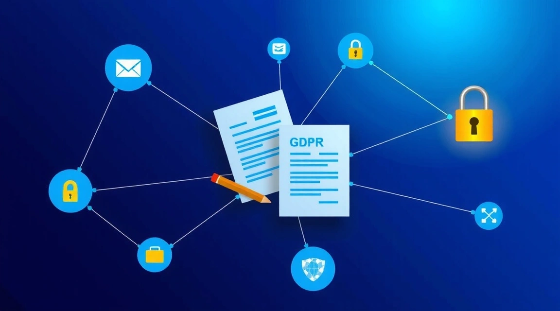 Digital illustrasjon av GDPR-reguleringer og datasikkerhet