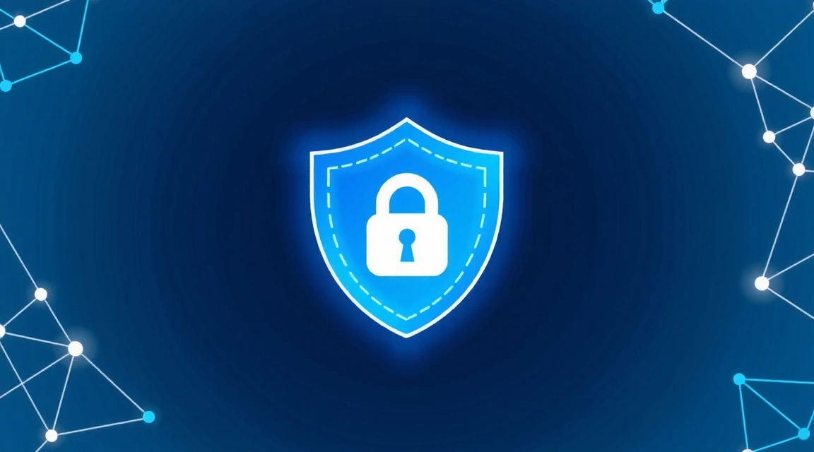 Digital illustration of a shield with a lock icon, representing data privacy and security.
