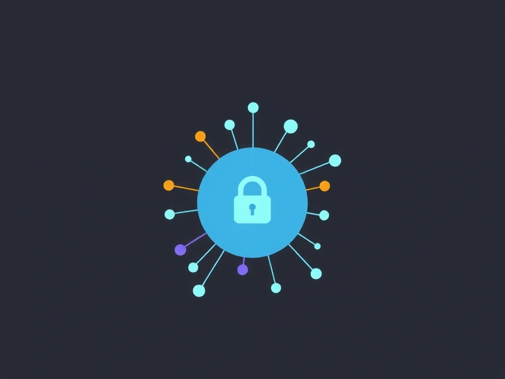 Illustration of various data points flowing into a secure digital globe, symbolizing data collection and privacy.