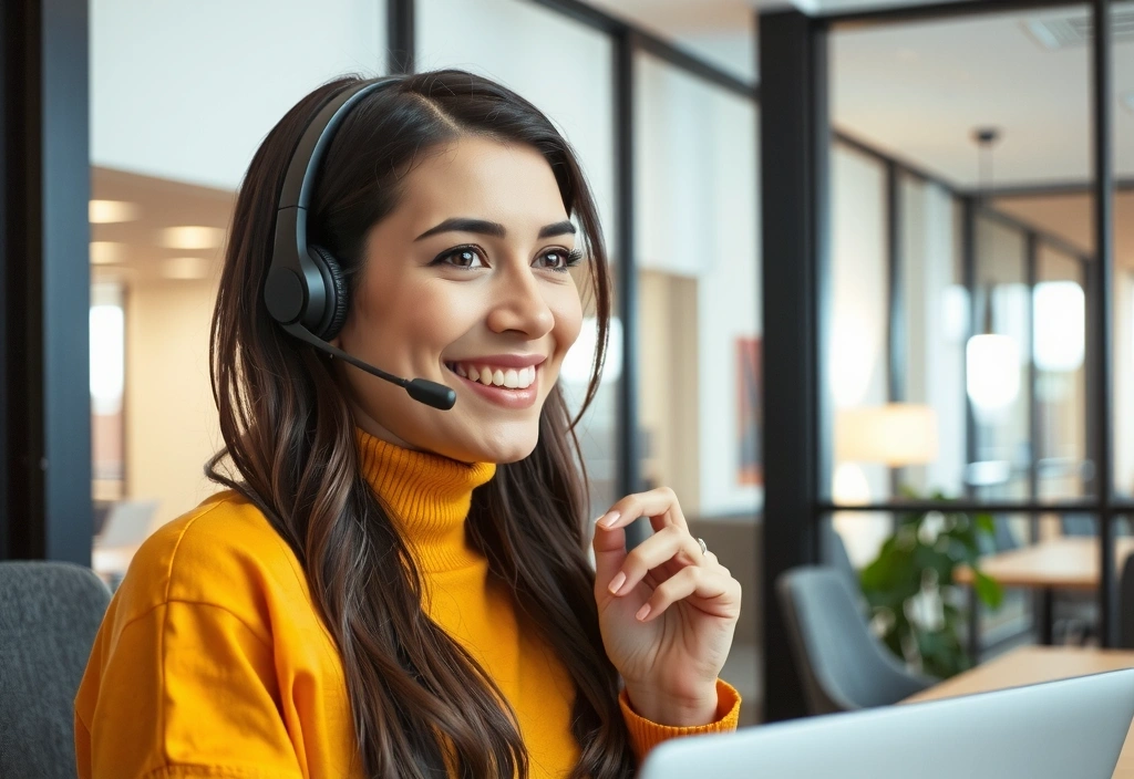 Kundeservicemedarbeider som svarer på telefon